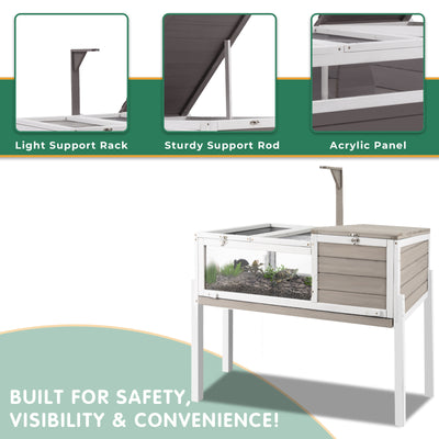 Reptile Cage - 37″L Wooden Tortoise/Turtle Habitat Grey - TOR03