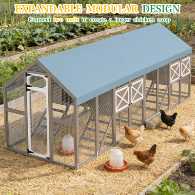 PETSCOSSET Large Wooden Outdoor Chicken Coop Poultry Cage with Waterproof Cover, Nesting Boxes for 8–12 Chickens