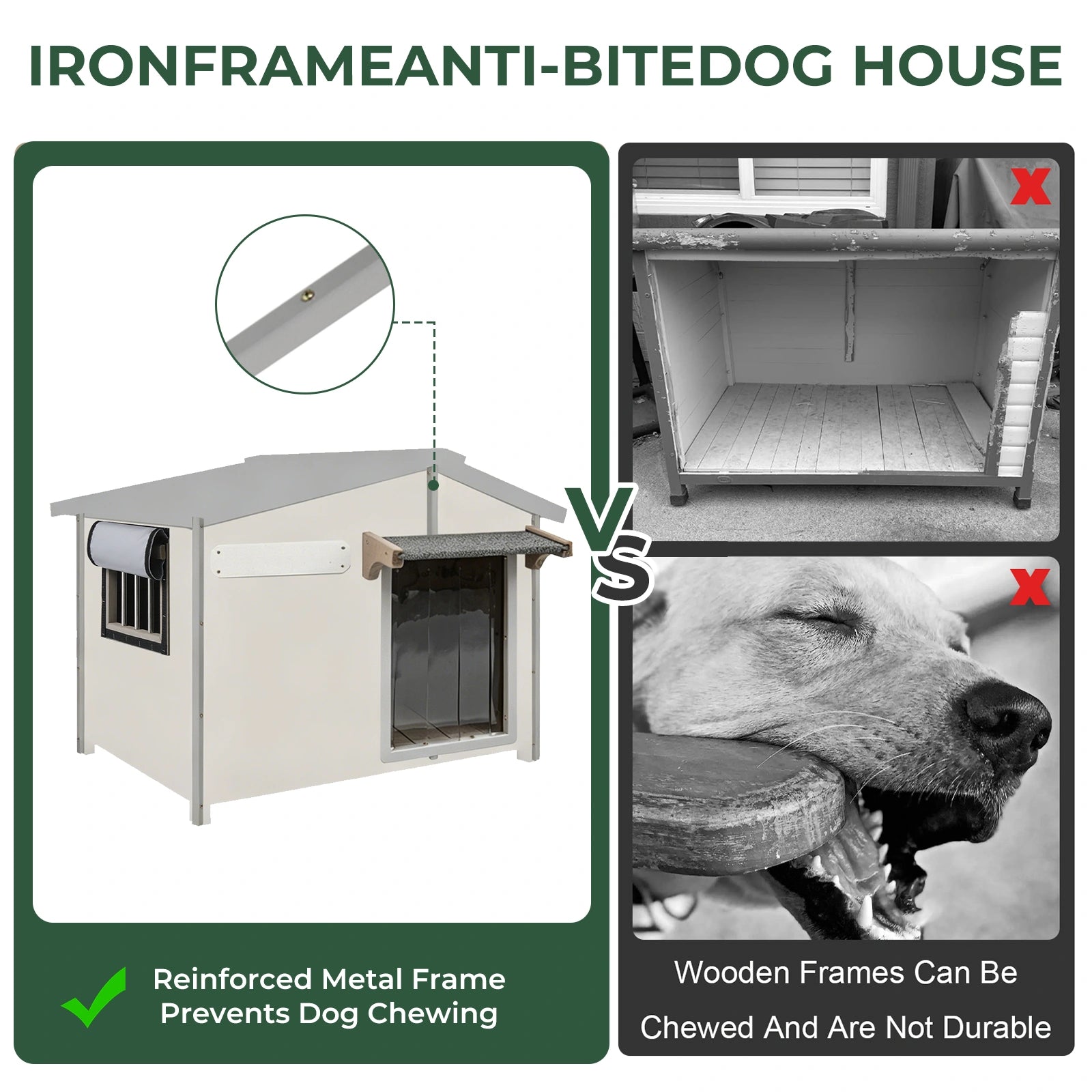 Large Dog House（40.2"L ） Metal-Reinforced Chew-Proof Rainproof - PET47