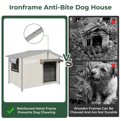 Small Dog House (30.1"L)Metal-Reinforced Chew-Proof Rainproof - PET46