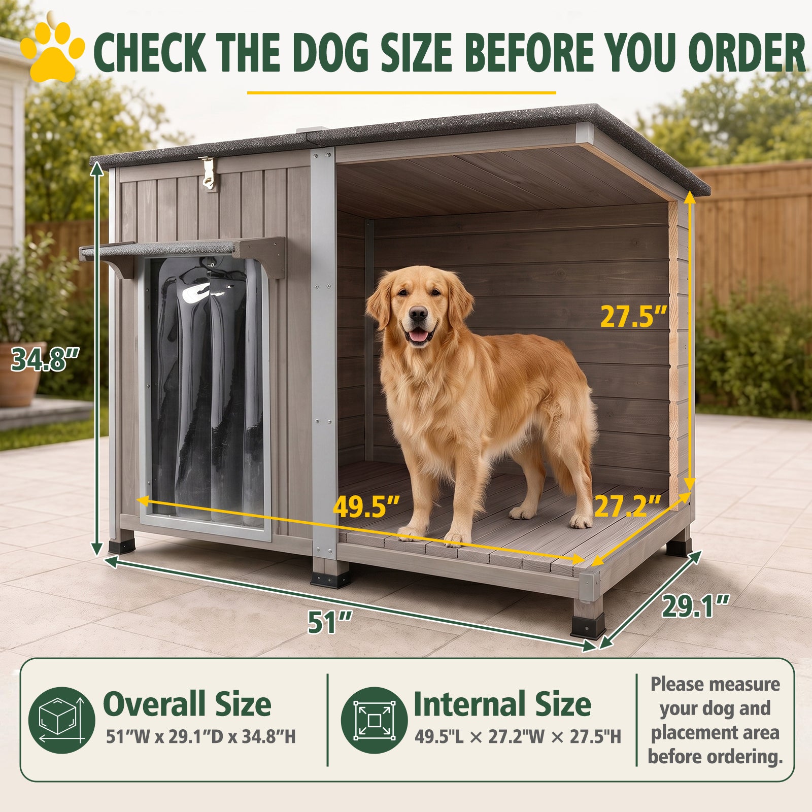 XL Dog House (55"L)- Chew-Proof Metal & Weatherproof-  220lbs Capacity - PET49