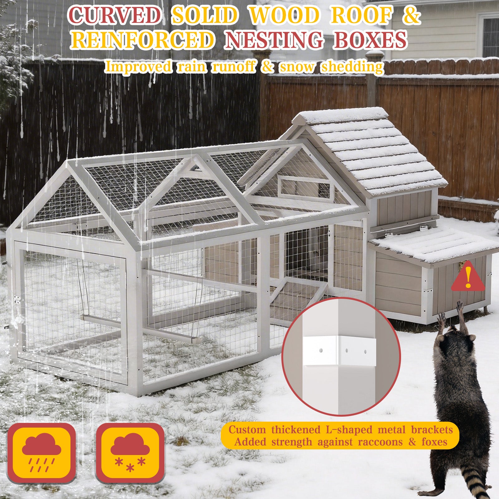 83" Large Chicken Coop with 4 Nesting Boxes, Outdoor Rabbit Hutch-PET89