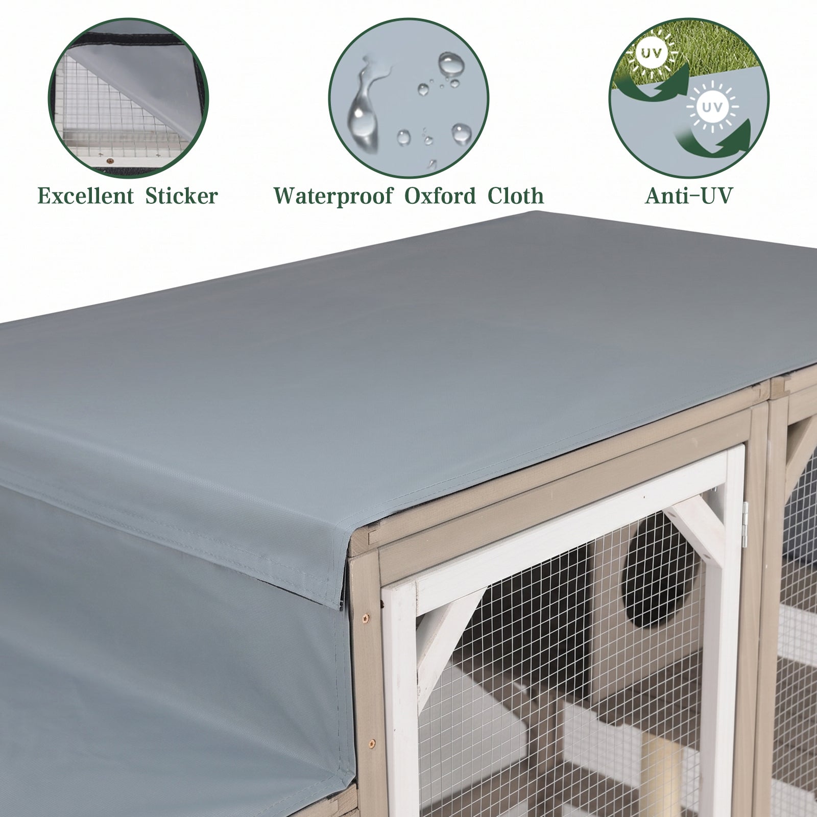 Large Walk-in Wooden Catio with Storage Cabinet, 7 Platforms, Resting Boxes, Scratching Posts – PET96