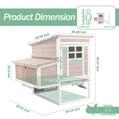PETSCOSSET Wooden Chicken Coop, Elevated Hen House with 3-Compartment Nesting Box