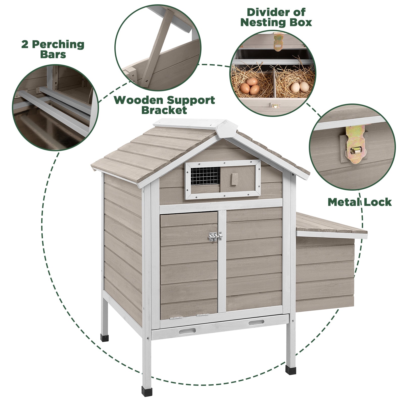 Small Chicken Coop for 1-3 Chickens with Nesting Box - PET25