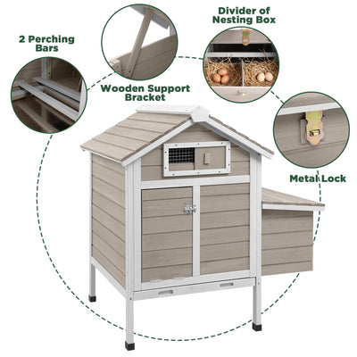 Small Chicken Coop for 1-3 Chickens with Nesting Box - PET25