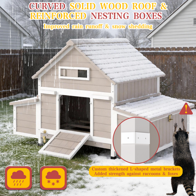 Large Expandable Chicken Coop with 6 Nesting Boxes & Run Ready-PET86