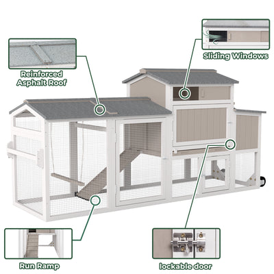 Small Chicken Coop with Run & Swing for 2–3 Chickens-Sloped Roof - PET83