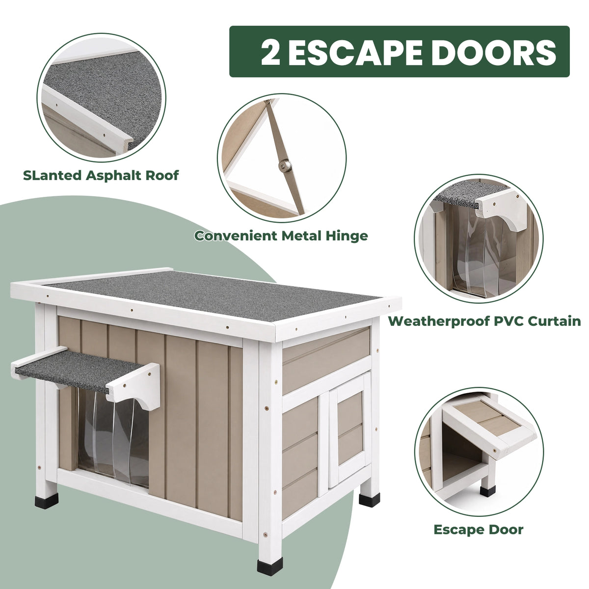 Weatherproof Wooden Cat House with Elevated Bottom- PET18