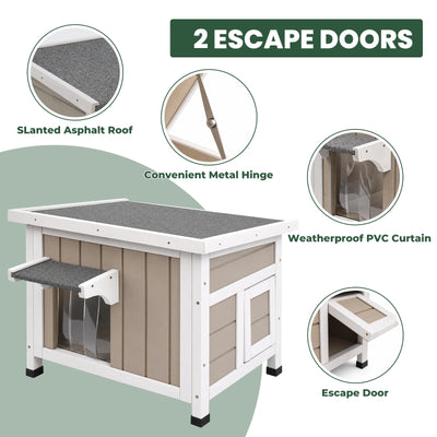 Weatherproof Wooden Cat House with Elevated Bottom- PET18
