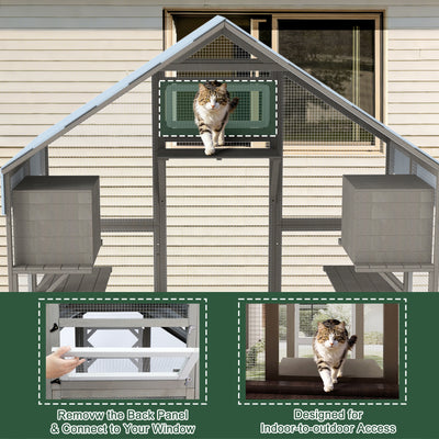 Large Walk-in Catio with 2 Rest Rooms & Multi-Platforms  - PET03