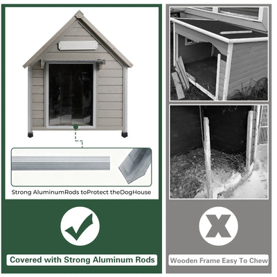 Dog House(20.5"L~30.5"L)-Metal Chew-Proof & Waterproof Roof - PET45