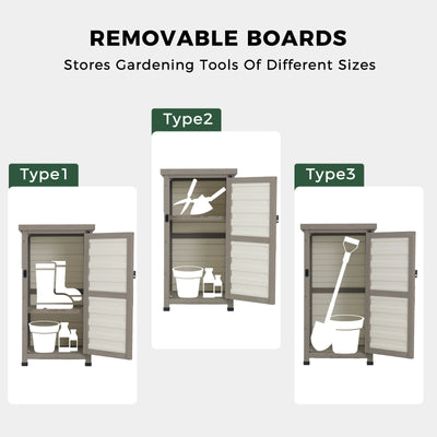 Outdoor Waterproof Storage Cabinet with Metal Top & Adjustable Shelves-GF35