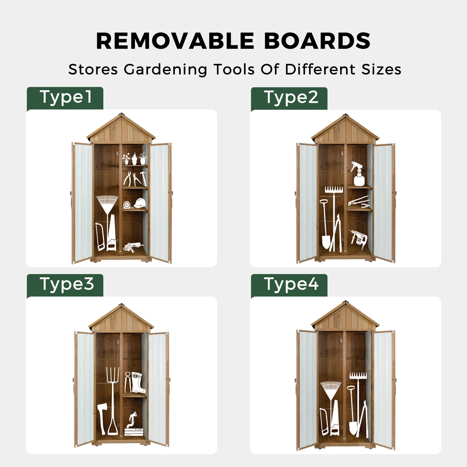 27.55″L Outdoor Storage Shed, Wooden Garden Tool Cabinet-GF34