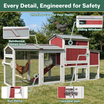 Small Chicken Coop with Run & Swing for 2–3 Chickens-Sloped Roof