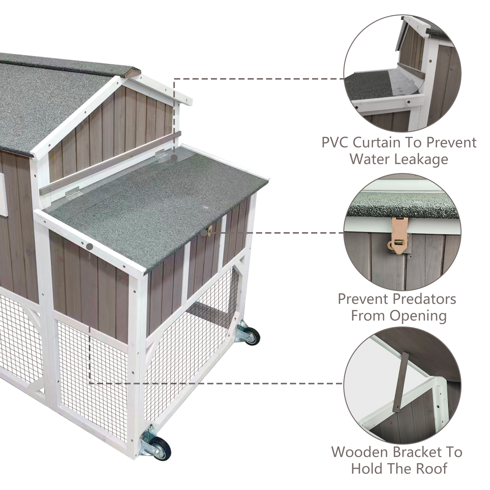 Large Mobile Wooden Chicken Coop 4-12 Chickens - PET24W