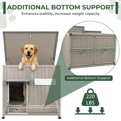 Large Dog House (43.3"L) - Metal Chew-Proof, 180lbs Capacity - PET48