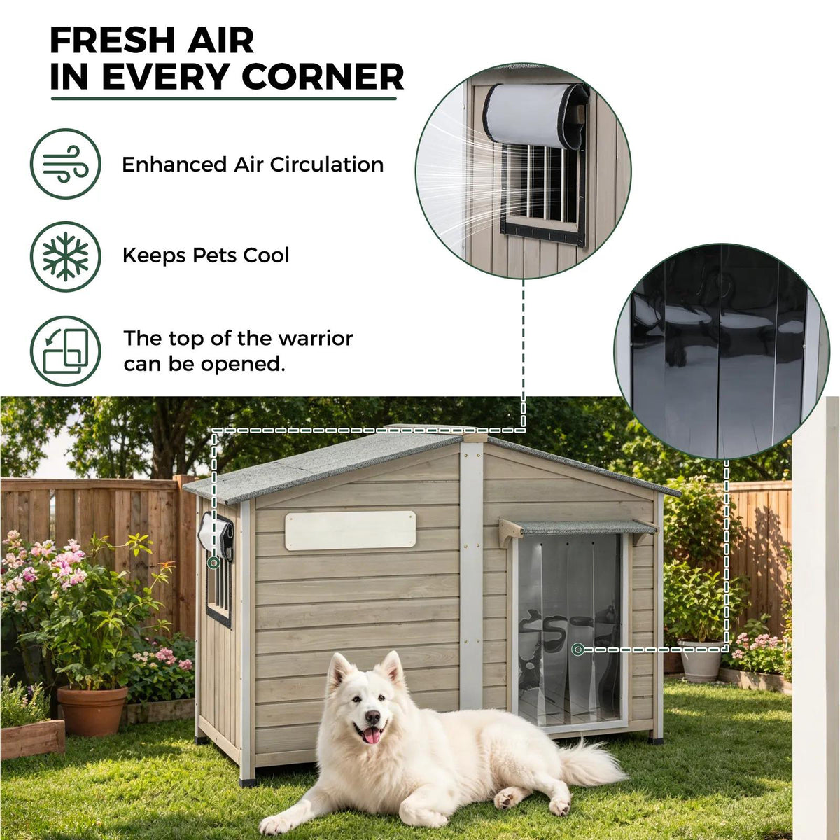XL Dog House (55.1"L) - Chew-Proof Metal & Waterproof - PET57