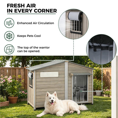 XL Dog House (55.1"L) - Chew-Proof Metal & Waterproof - PET57
