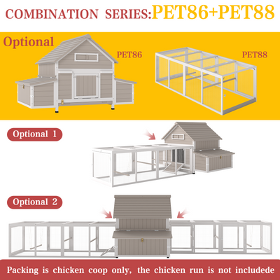Large Expandable Chicken Coop with 6 Nesting Boxes & Run Ready-PET86