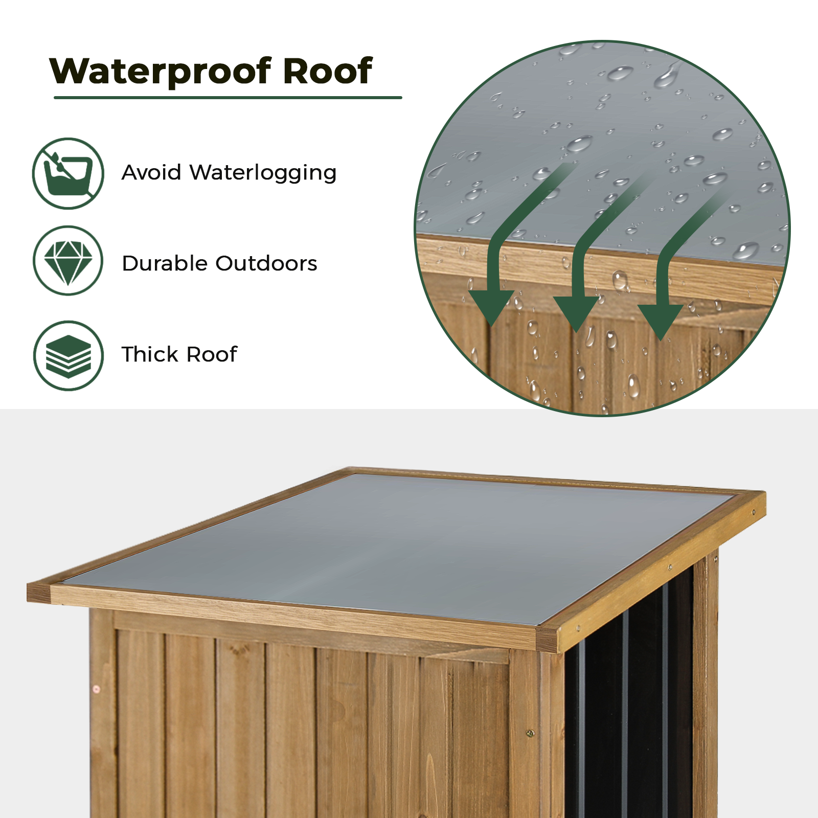 62" Tall Narrow Outdoor Storage Cabinet Waterproof Shed with Metal Top-GF36
