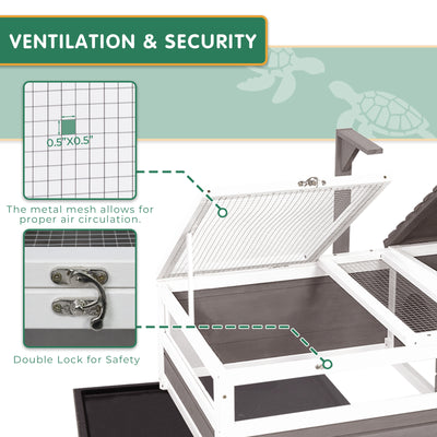 Reptile Cage - 37″L Wooden Tortoise/Turtle Habitat Grey - TOR03