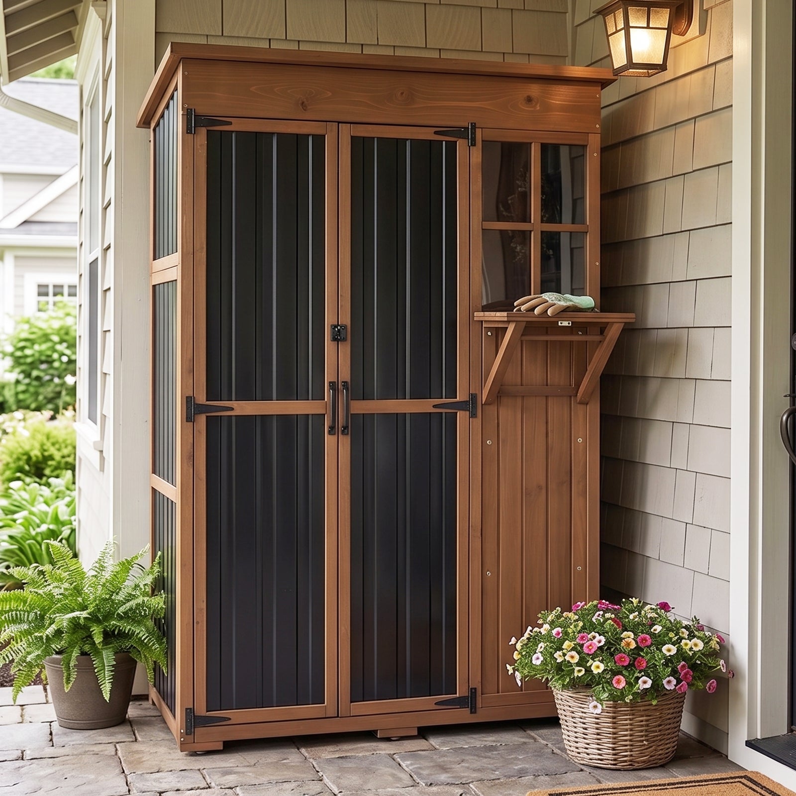 Extra Large (70.5 ″ Tall) Outdoor Storage Cabinet with Fold-Out Work Table-GF38