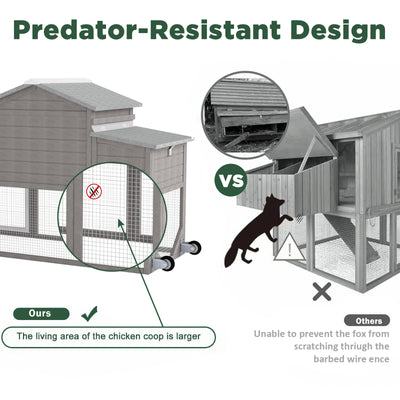 Small Chicken Coop with Run for 2–3 Chickens with Wheels – 01-Gray