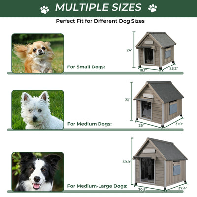 Dog House(20.5"L~30.5"L)-Metal Chew-Proof & Waterproof Roof - PET45
