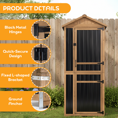 Wood & Metal Garden Shed with Waterproof Asphalt Roof, Lockable-GF39