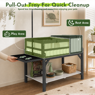 Elevated Tortoise Enclosure  with Lamp Stand & Storage Shelf-TOR06
