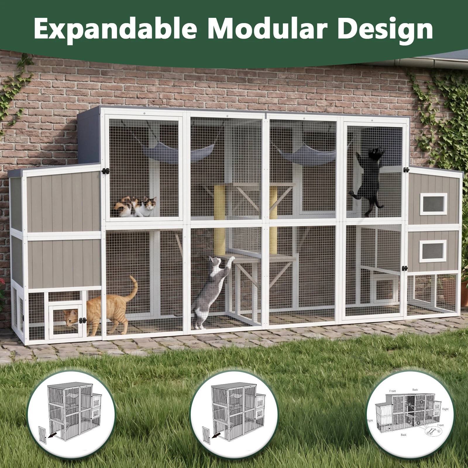 Large Walk-in Catio with Cat House Multi-Level Outdoor-PET93