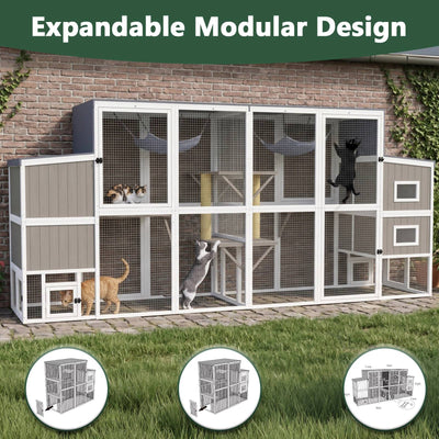 Large Walk-in Catio with Cat House Multi-Level Outdoor-PET93