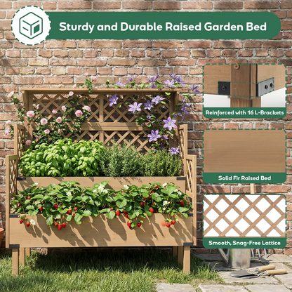 2-Tier Raised Garden Bed with Trellis & Reinforced Corners-GF53