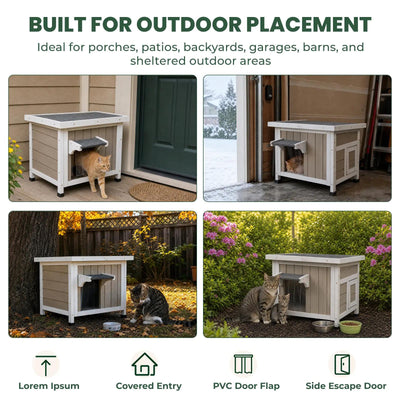 Weatherproof Wooden Cat House with Elevated Bottom- PET18