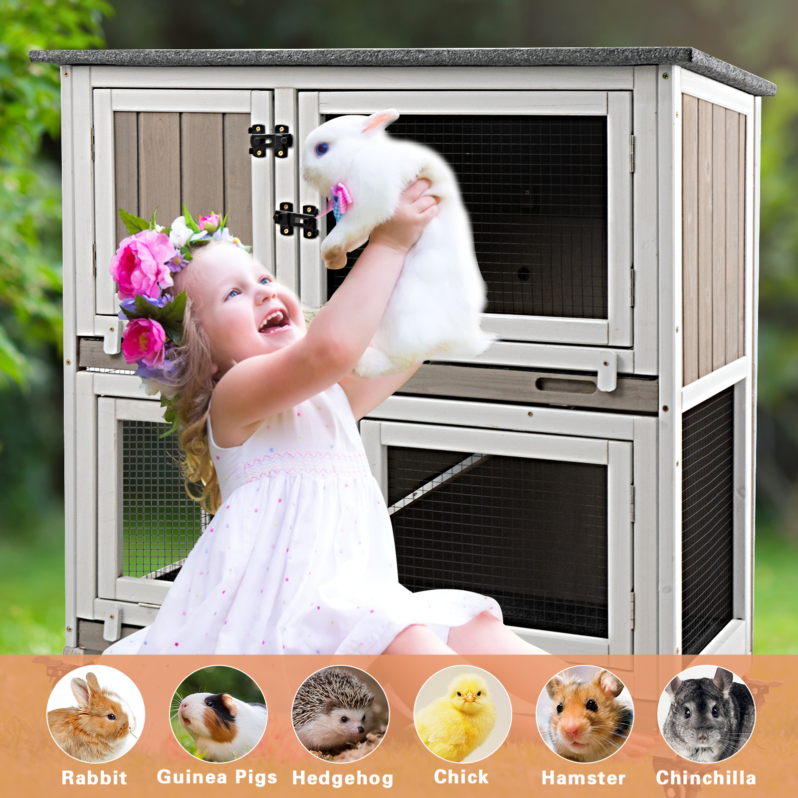 Compact bunny hutch for small to medium animals