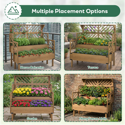 Raised Garden Bed - 2-Tier Vertical with Trellis