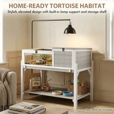 Wooden Tortoise  Enclosure with Detachable Legs, Light Stand & Storage Shelf-TOR04