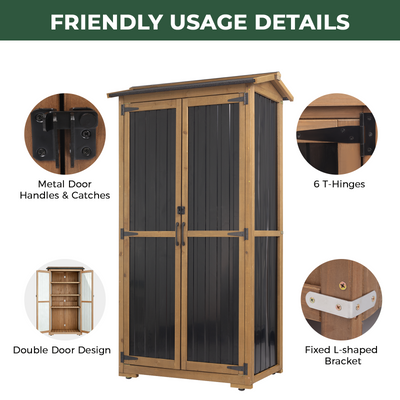 Outdoor Storage Cabinet with Shelves, Waterproof Roof-GF37