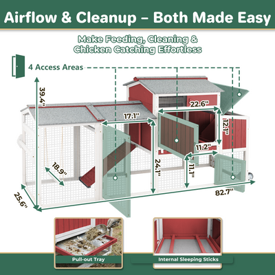 Small Chicken Coop with Run & Swing for 2–3 Chickens-Sloped Roof