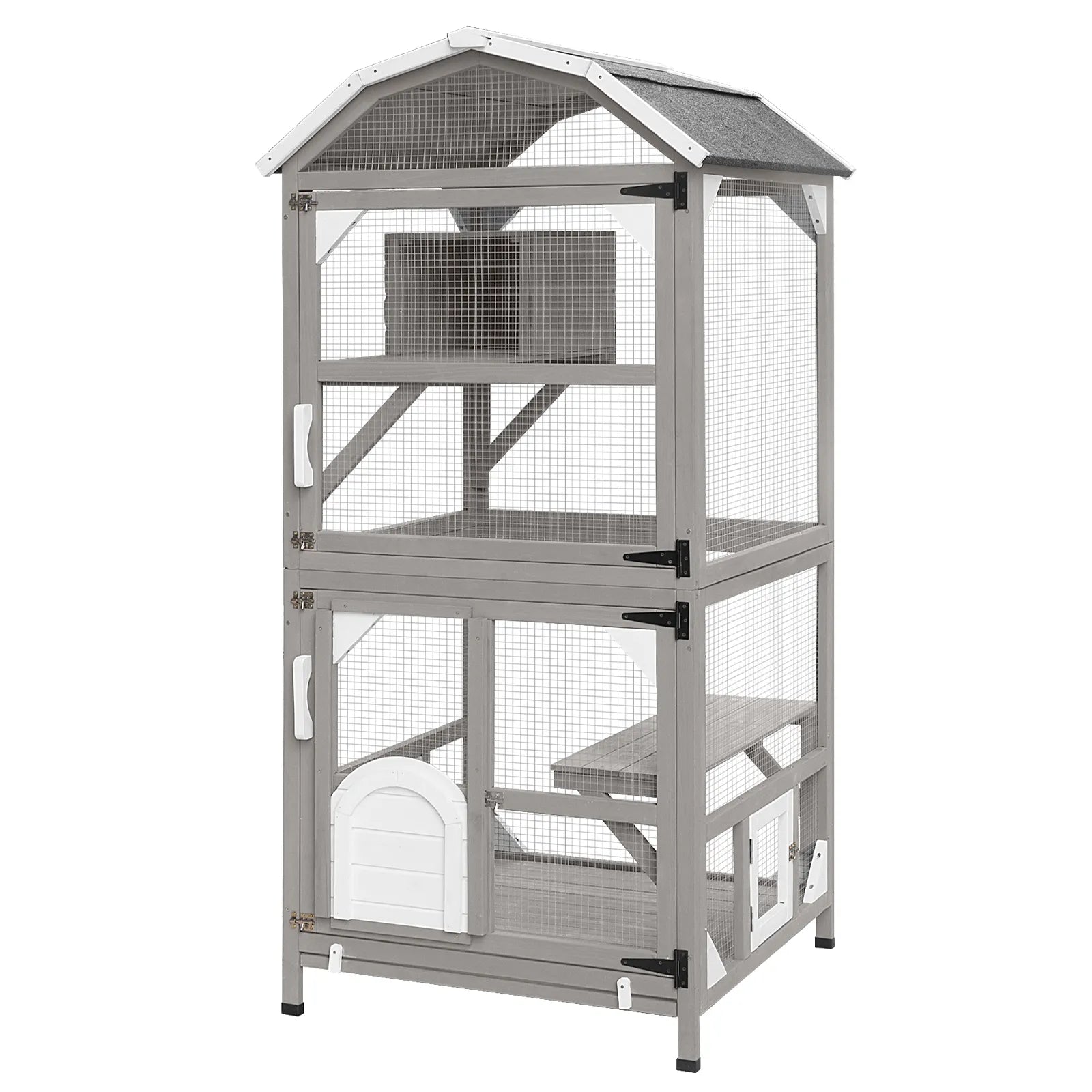 Cat House Outdoor Cat Enclosure , 70.9 /34.6 /34.6 in, Grey