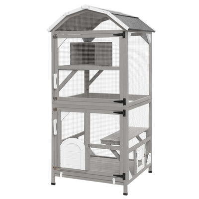 Cat House Outdoor Cat Enclosure , 70.9 /34.6 /34.6 in, Grey