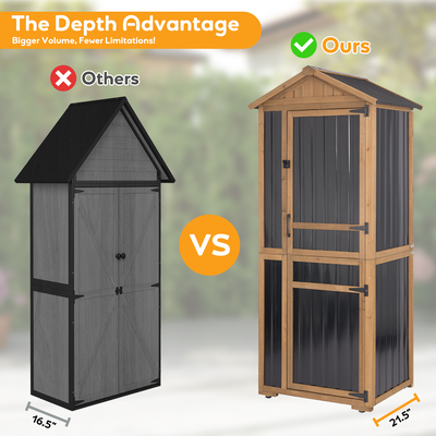 Wood & Metal Garden Shed with Waterproof Asphalt Roof, Lockable-GF39