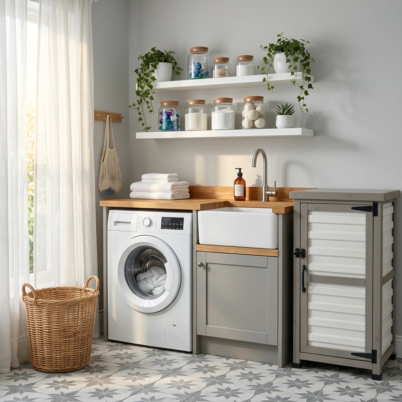 Outdoor Waterproof Storage Cabinet with Metal Top & Adjustable Shelves-GF35
