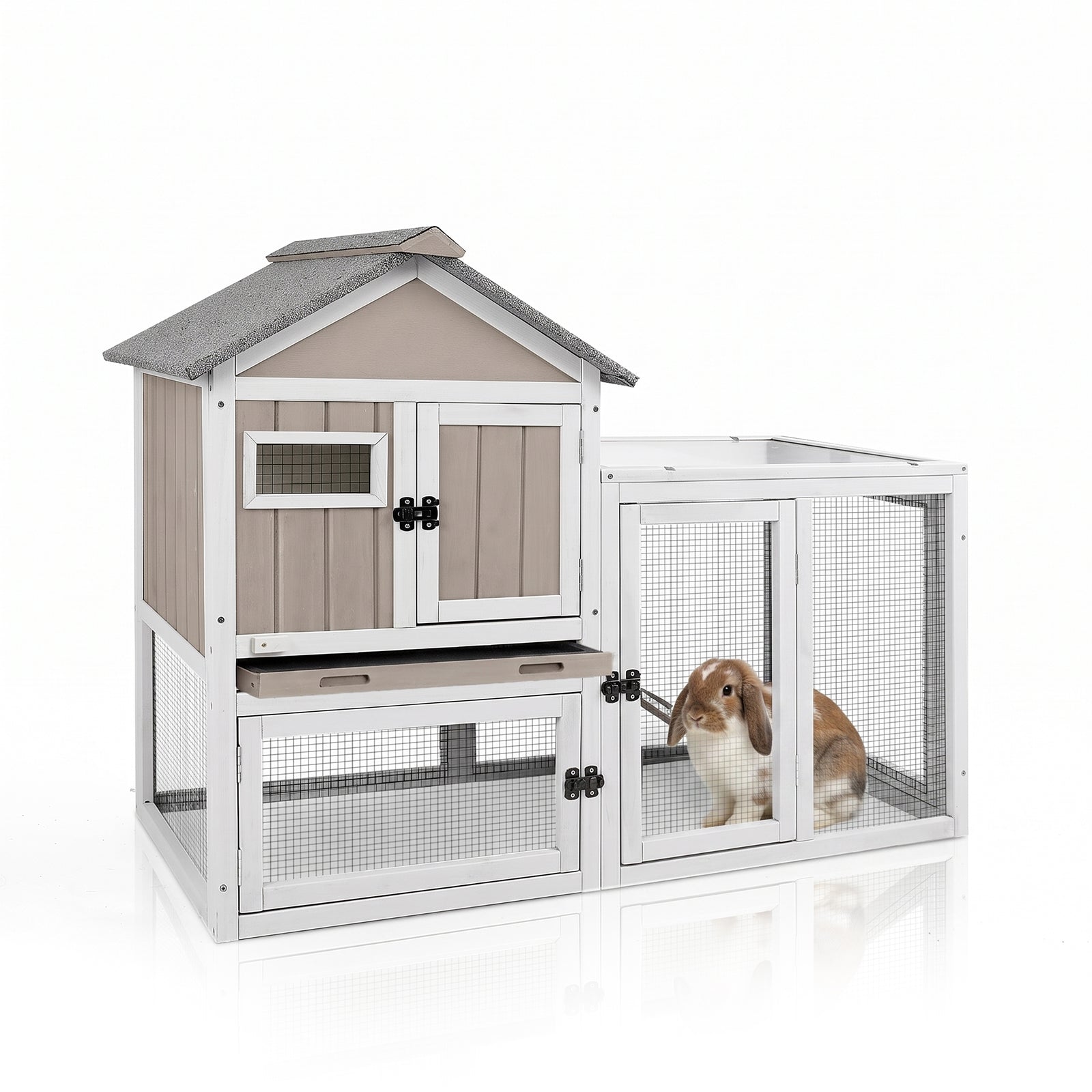 48-Inch Wooden Rabbit Hutch with Tray & Ramp | Petscosset