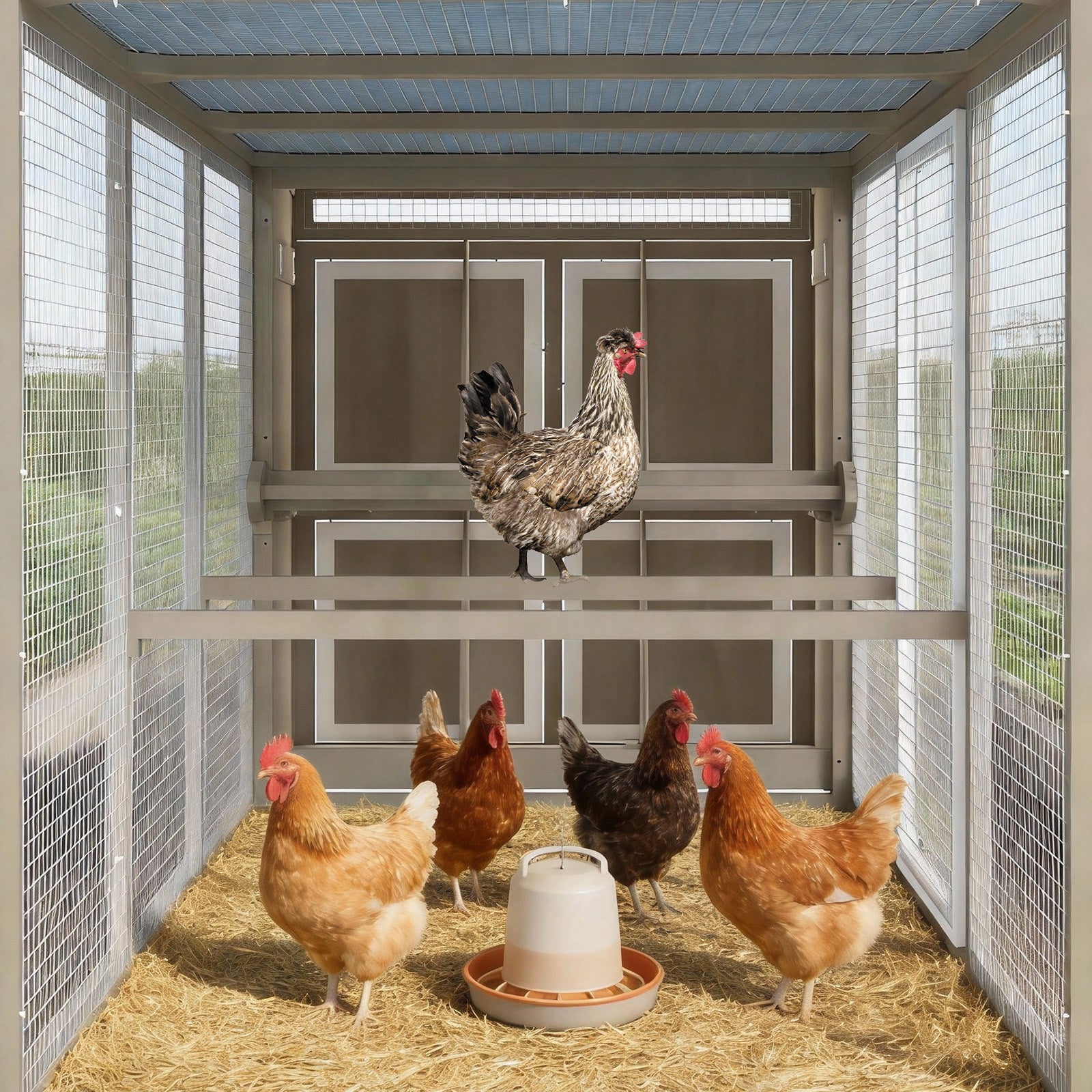 PETSCOSSET Outdoor Large Chicken Coop with Nesting Boxes for Yard Farm Backyard Hen House