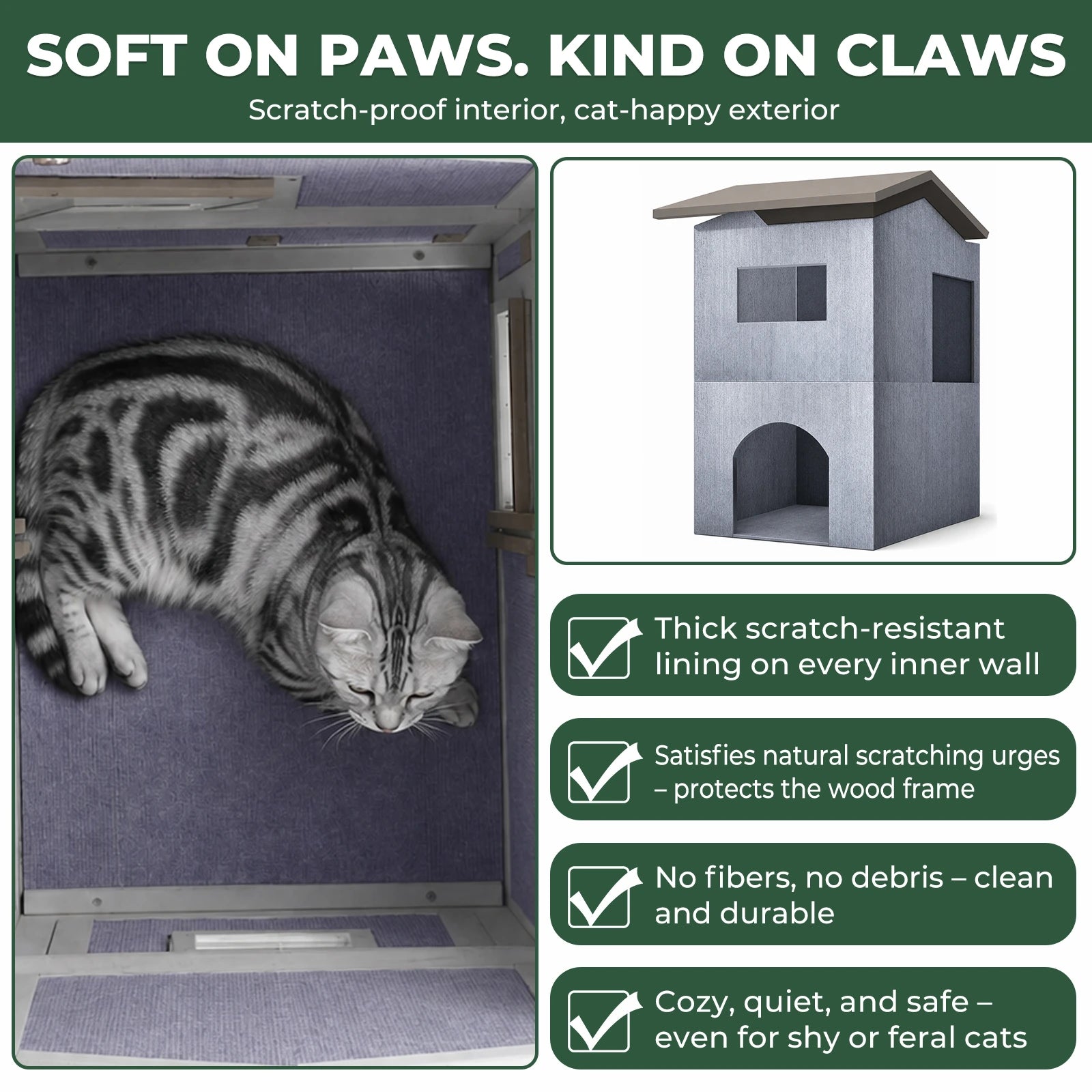 2-Story Insulated Wooden Cat House with Balcony & Open Roof - PET73-TI