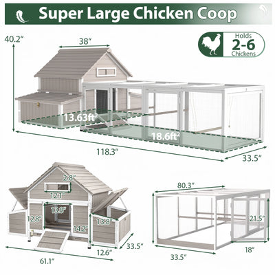Large Expandable Chicken Coop – Modular Predator-Proof Hen House with Run &amp; Nesting Boxes (PET86 + PET88 Extensions)