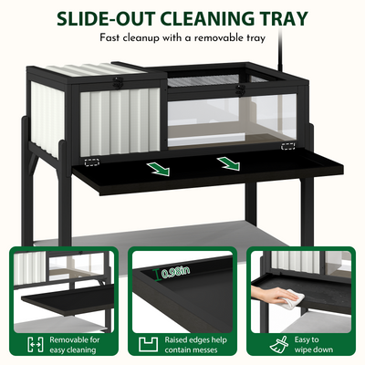 Tortoise Enclosure with Detachable Legs, Light Stand & Storage Shelf-TOR05
