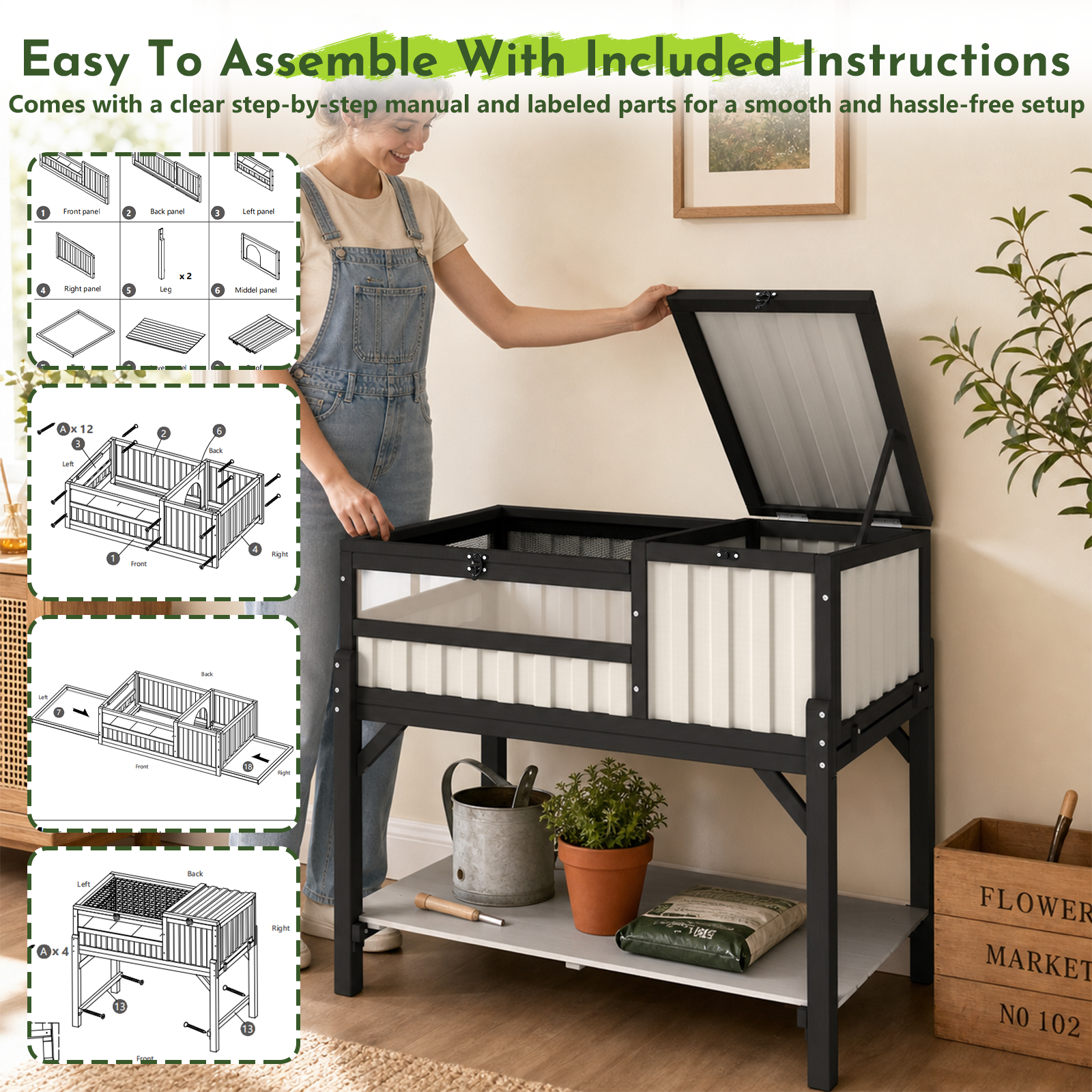 Elevated Tortoise Enclosure  with Lamp Stand & Storage Shelf-TOR06